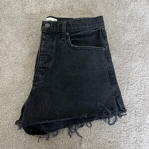Abercrombie & Fitch High Rise Mom Short‎ Black Distressed Hem Size 27/4